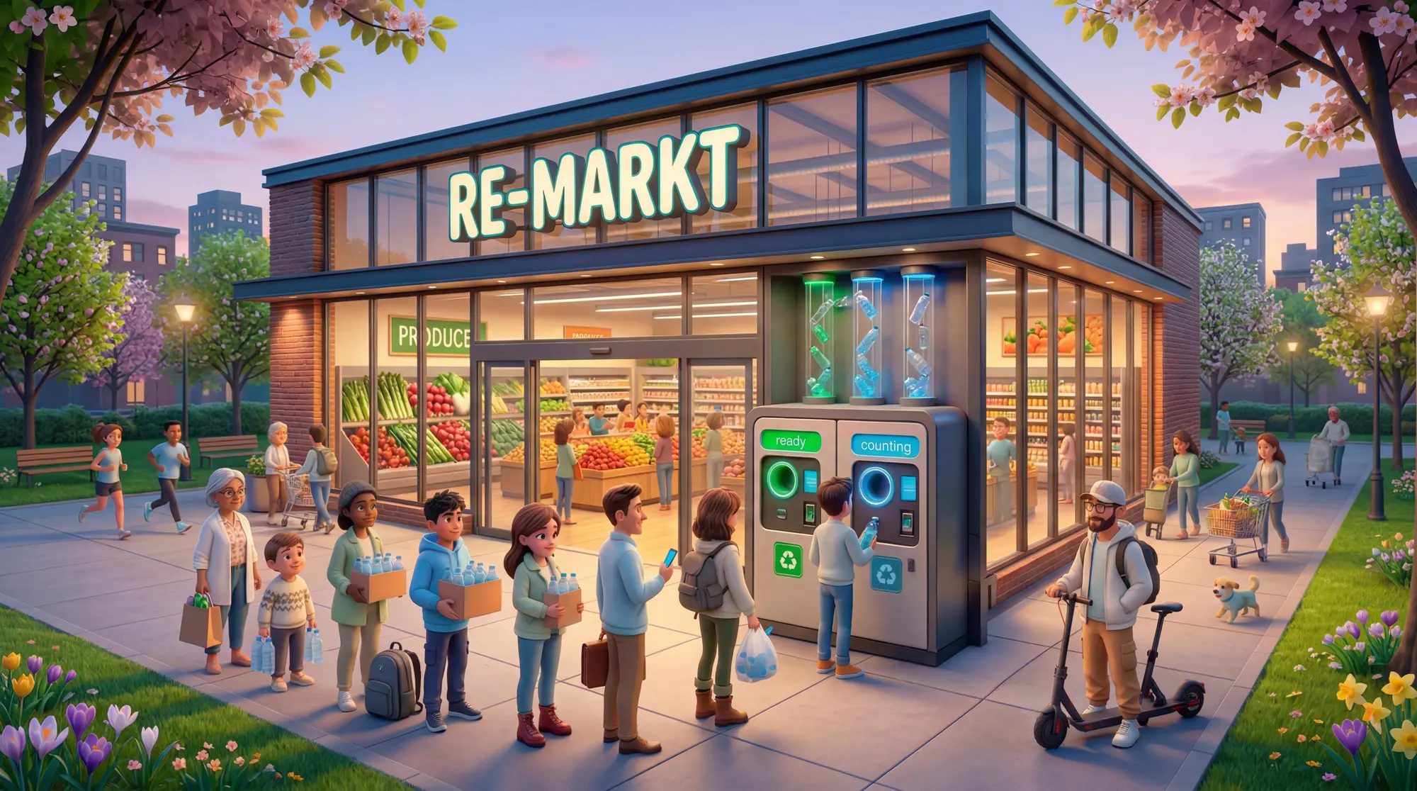 A summer recycling exchange market beside a campervan route